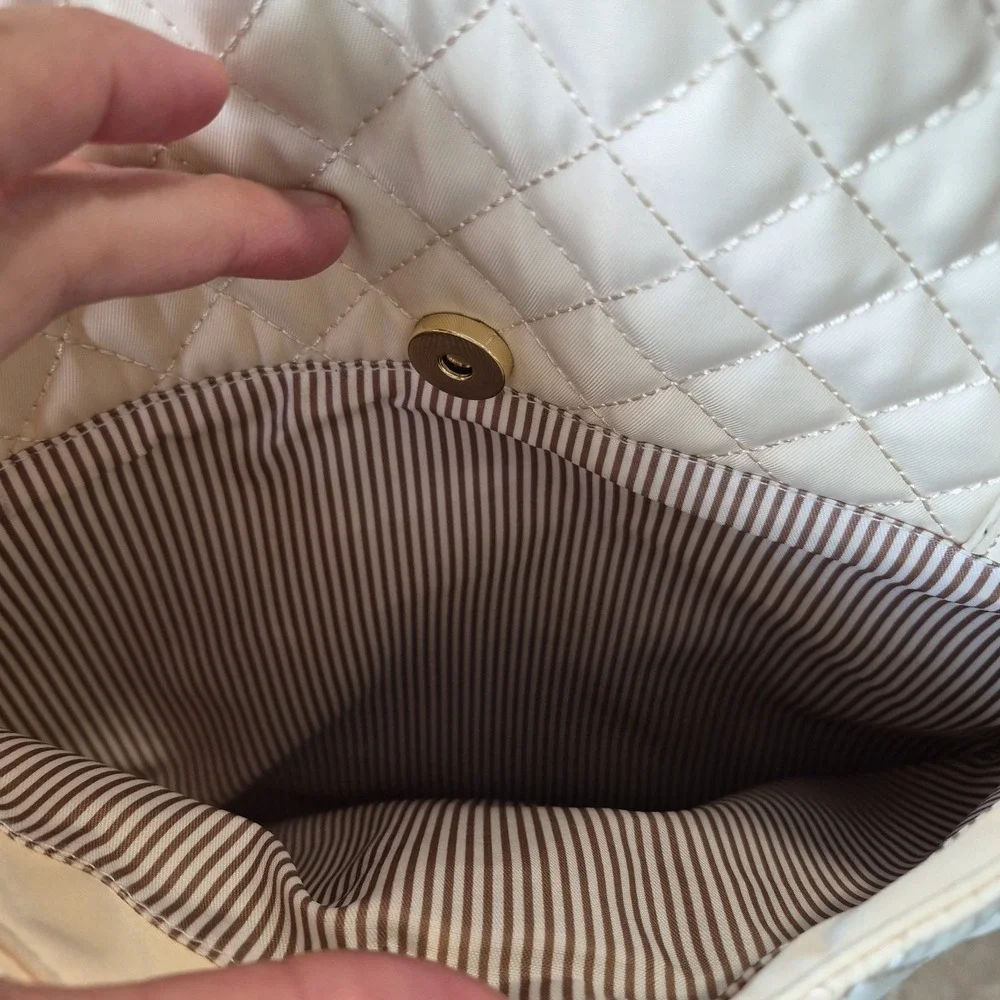 Lovevook Lap Top Bag,Women Quilted Tote Bag Ivory, 15.6